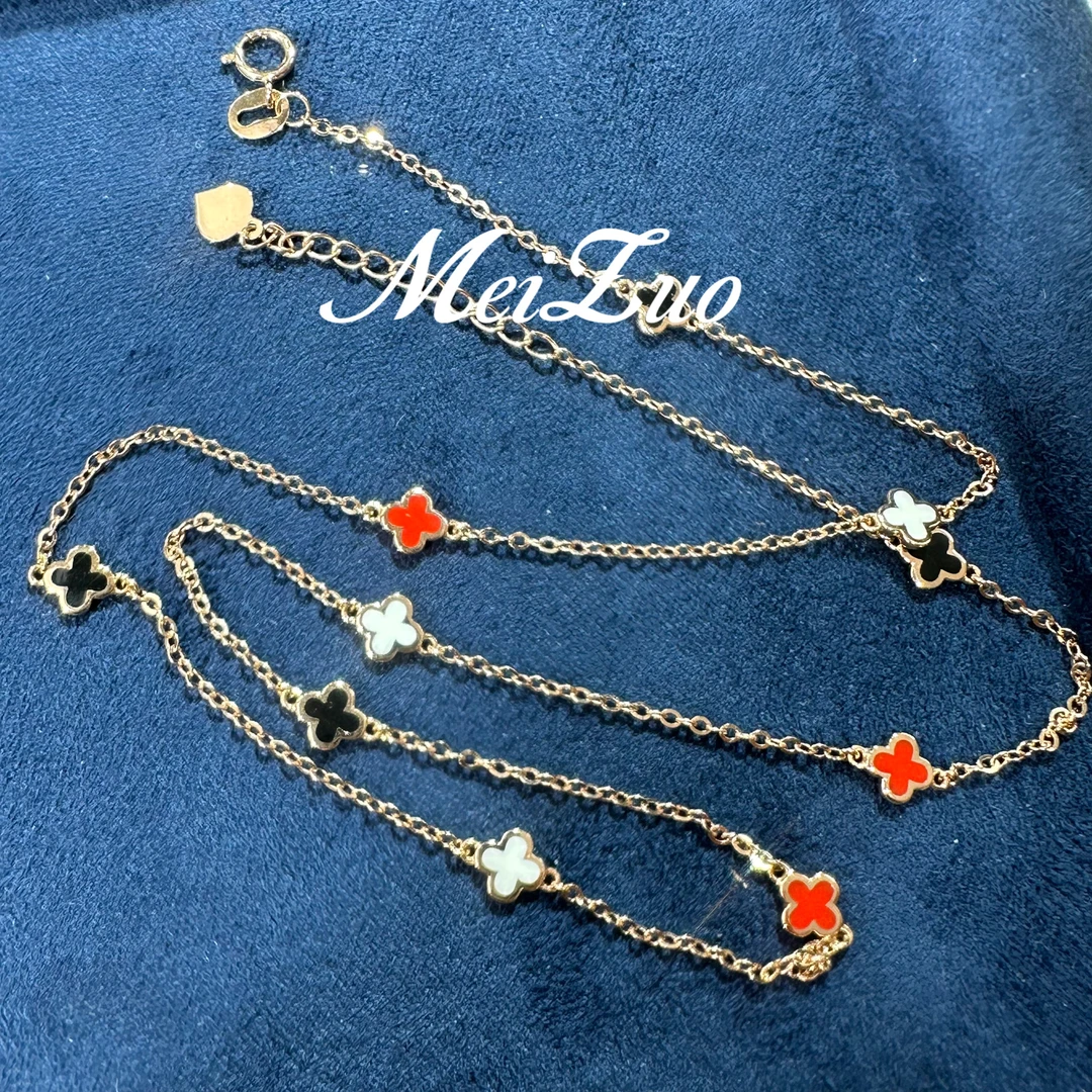MeiZuo珠宝【啵啵间专属】18k金彩色小花十花项链手工时尚百搭