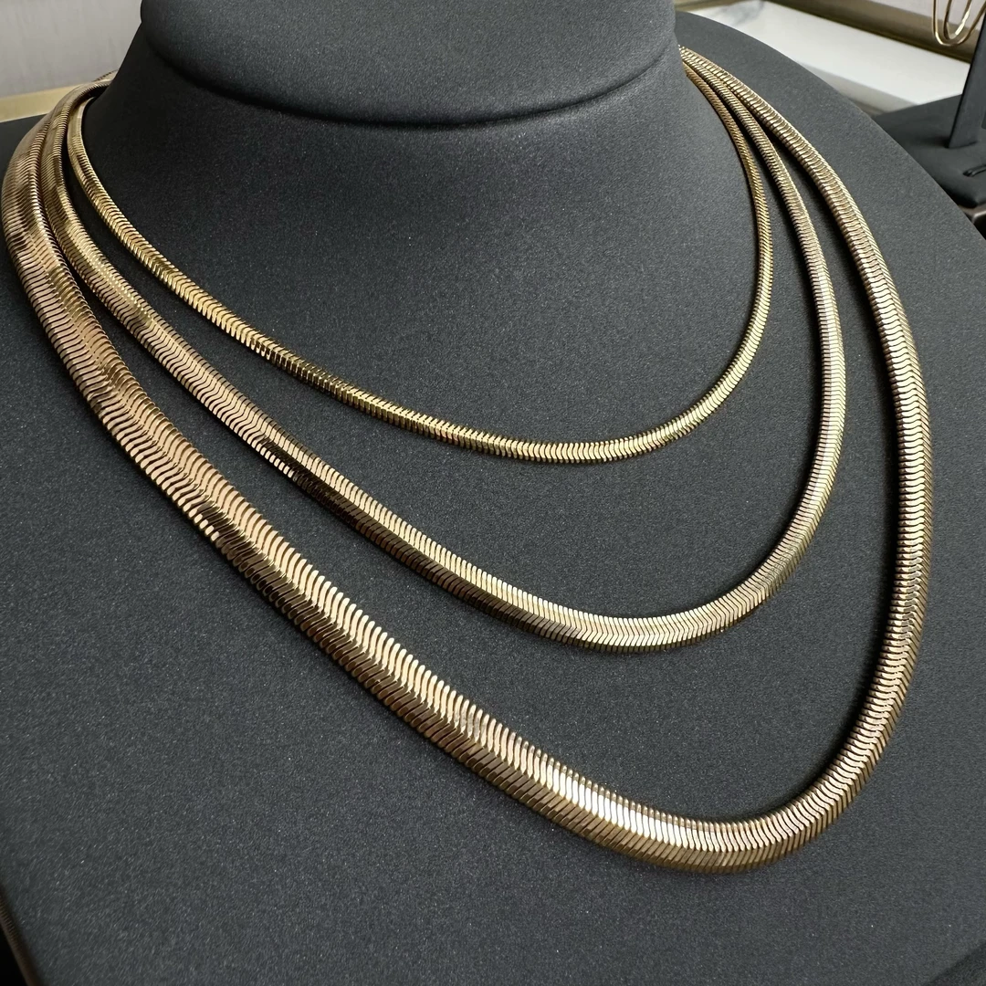 18K金软蛇骨链进口意大利ins浅金百搭时尚蛇骨欧美金项链 18K金