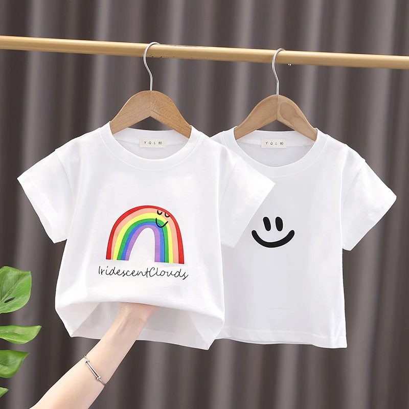 宝宝夏季白色短袖T恤婴小童儿洋气儿童卡通半袖儿童休闲薄款