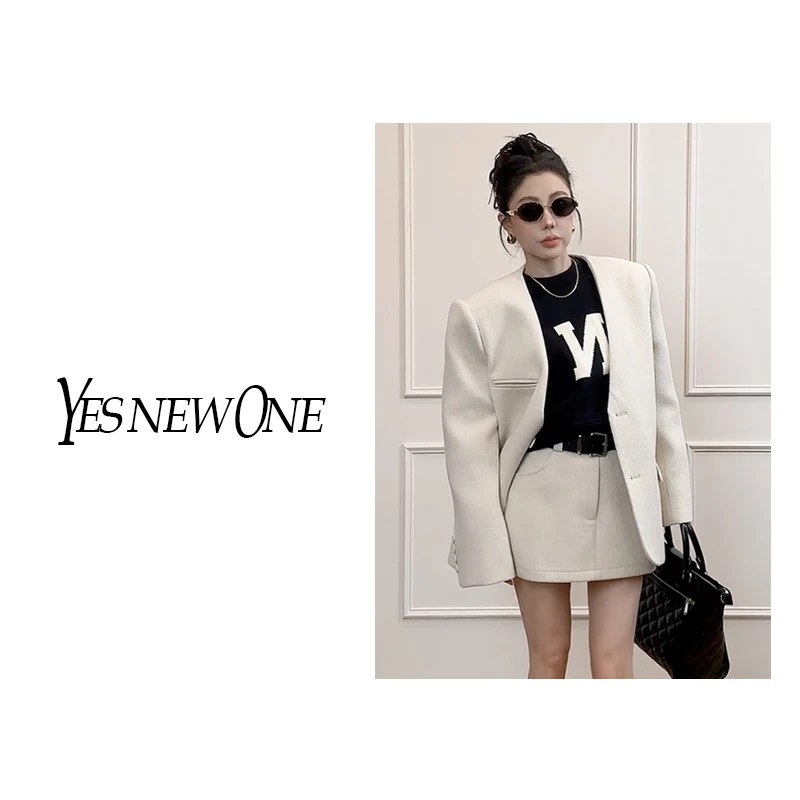 【大蟲家】【2024秋冬捡漏】含羊毛韩版极简宽版V领厚呢子西装外套