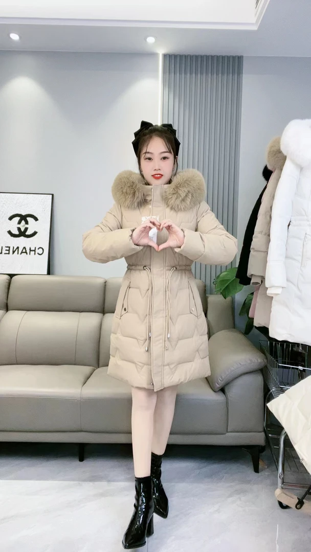 2025冬季棉服女中长修身收腰韩版时尚加厚保暖防寒大码外套大毛领