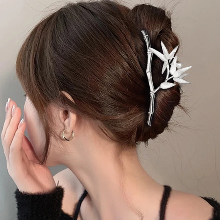 合金发饰 竹子发夹金属高级感抓夹小众设计发饰冷淡风抓夹