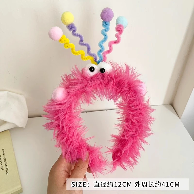 新款扭扭棒卡通搞怪发箍可爱彩色头箍潮流时尚百搭秋冬毛绒绒发箍