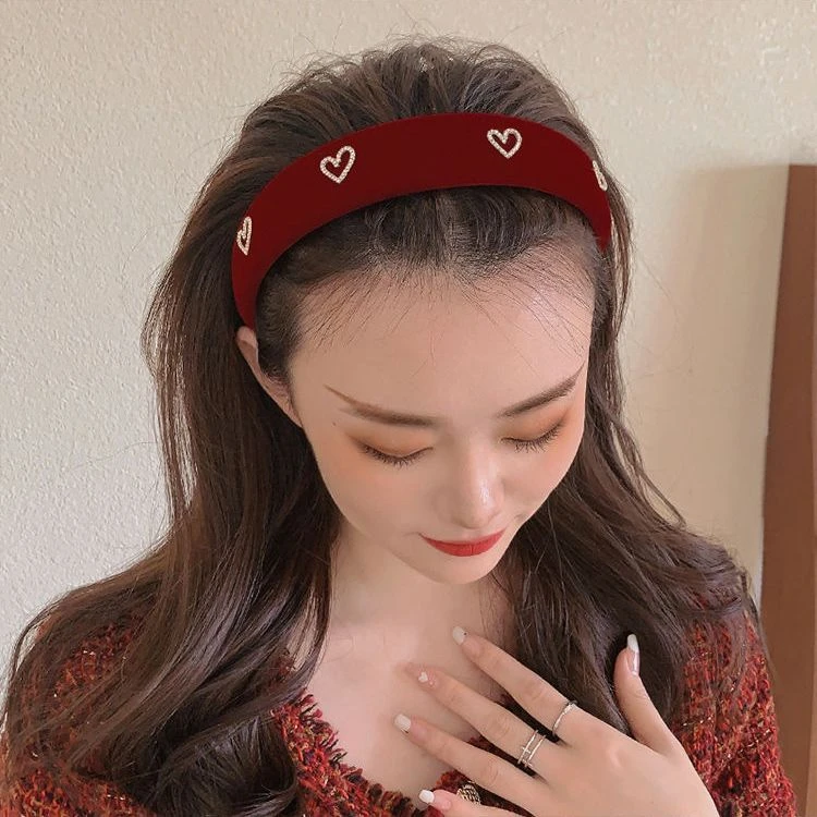 爱心丝绒发箍女小香风复古宽边压发头箍百搭网红高颅顶发卡子头饰