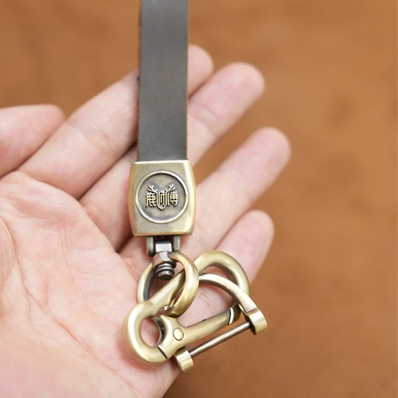 鹿小墨多功能汽车钥匙扣手工个性挂件男士高档钥匙串家用简约8140