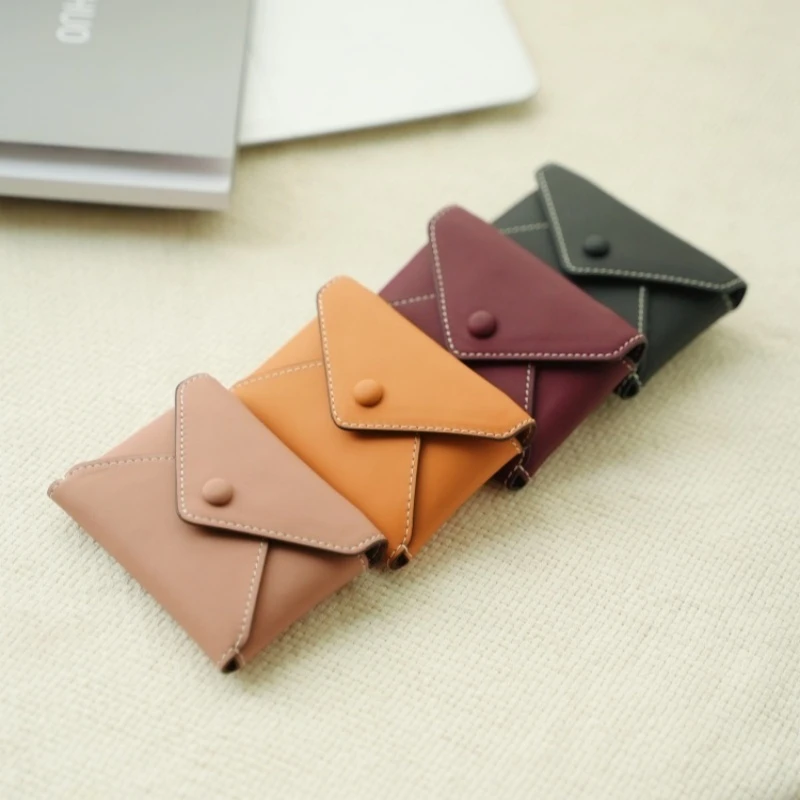 【鹿师傅】头层牛皮精致信封小包包收纳零钱包DJ1105