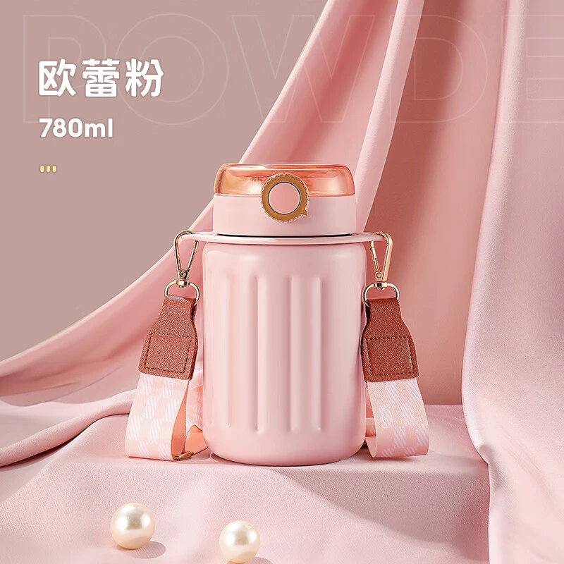 高颜值316保温杯女带茶隔大容量带吸管水杯新款2023斜挎泡茶水壶