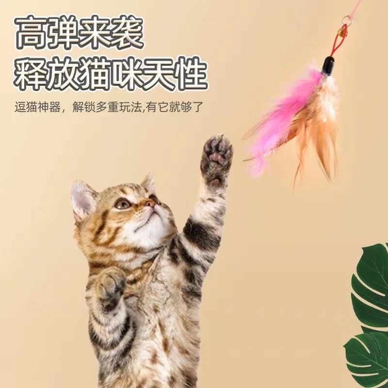 猫玩具赛季逗猫棒羽毛带铃铛逗猫咪玩具宠物逗猫棒解闷猫猫咪用品