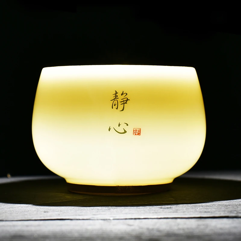 陶瓷主人杯单杯羊脂玉白瓷茶具品茗杯家用茶杯