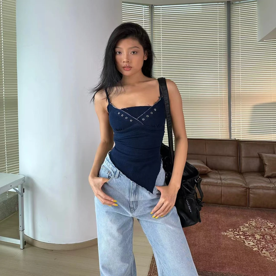 【Fcii】显腰细水洗牛仔背心 HHS3X406