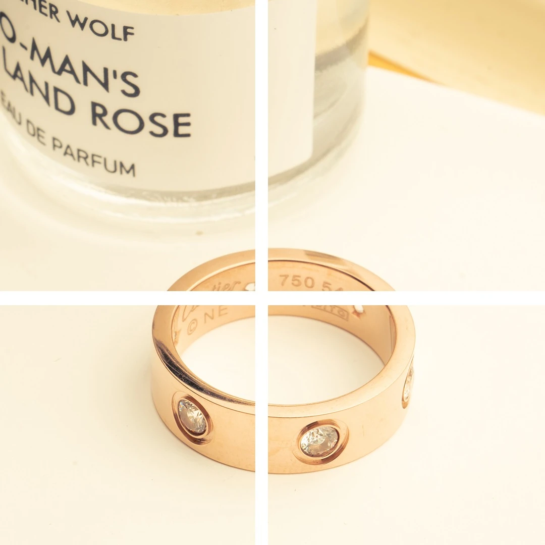 铜合金戒指 卡家百搭情侣窄版镶钻双色戒指B7838