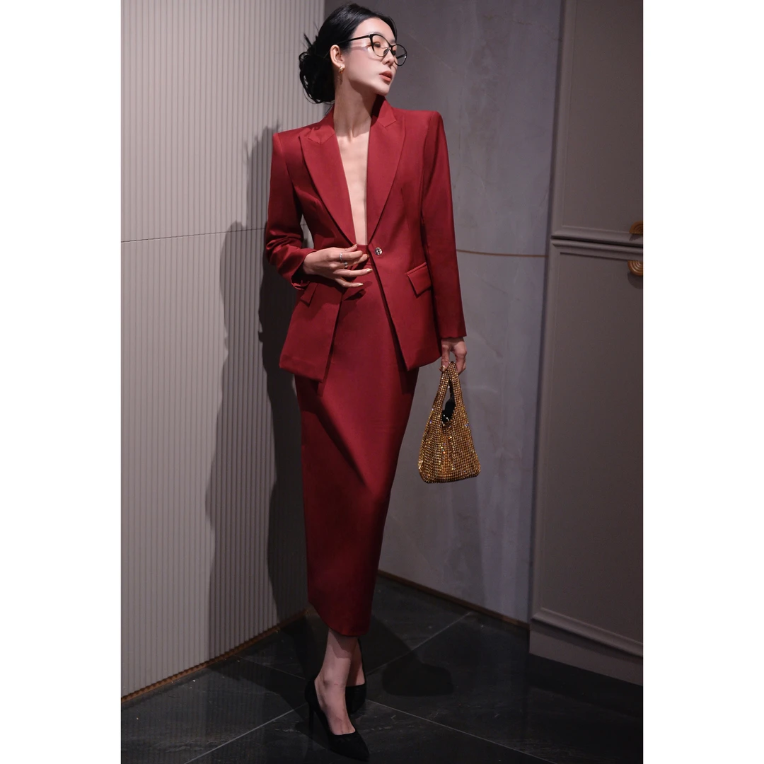 ZEROYK高端时尚职业正装秋新款设计感女神范西装半身裙通勤两件套