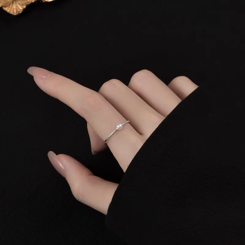 圆珠戒指女闺蜜韩版高级食指新款开口戒素圈指环