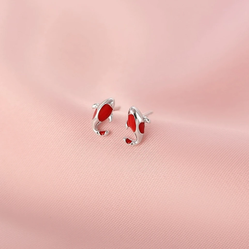 锦鲤耳钉女新款爆款小众耳环设计感高级感好运甜美