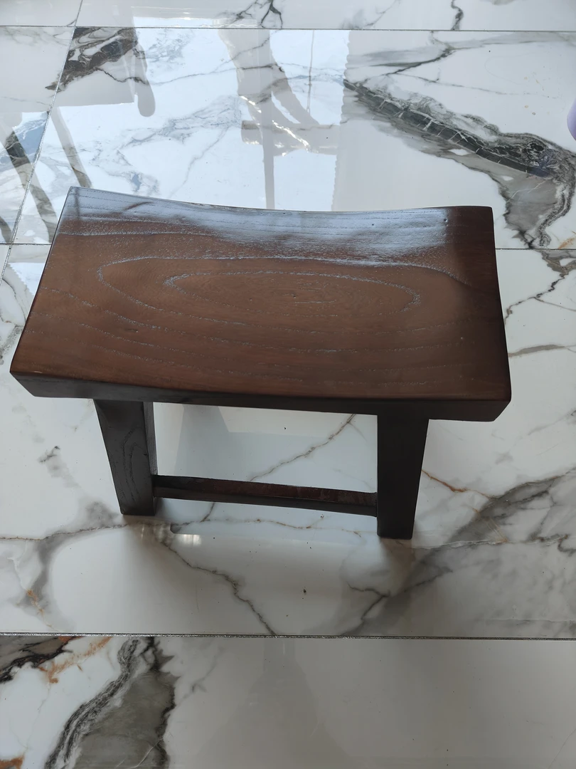 老榆木元宝凳，现货胡桃木色，长39/宽20高35