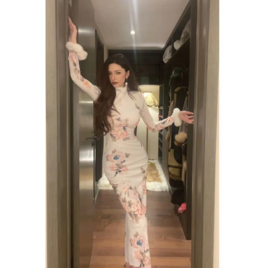 美人鱼【浅秋】民国风新中式原创复古毛领修身包臀优雅改良显瘦旗袍