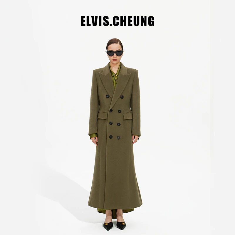ELVIS.CHEUNG23秋冬柔软羊毛呢郁金香鱼尾长大衣【自播专享】