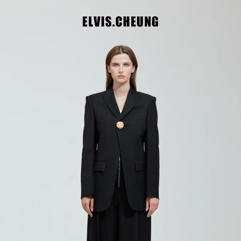 ELVIS.CHEUNG彩色西装一粒扣金扣前开叉西装-达人外套*达人