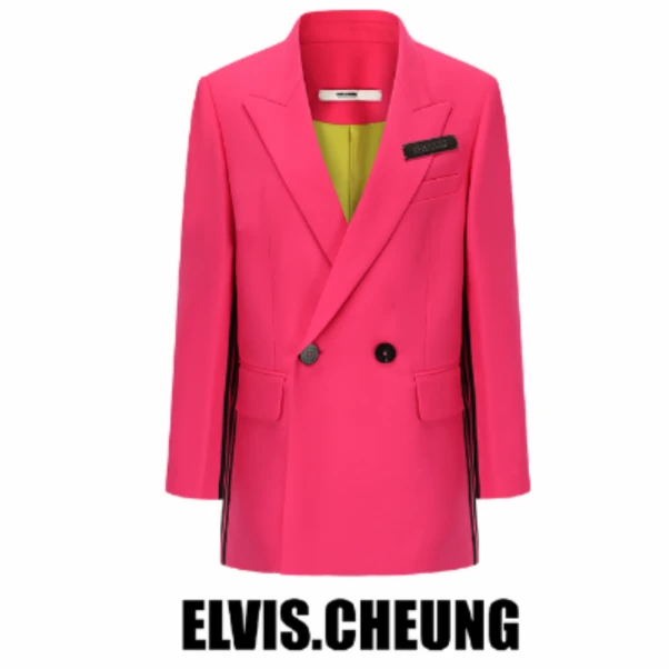 【明星同款】ELVIS.CHEUNG22秋冬运动压条彩色50羊毛西装外套