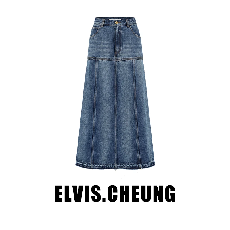 ELVIS.CHEUNG24春夏新品牛仔包臀A摆裙【自播专享】