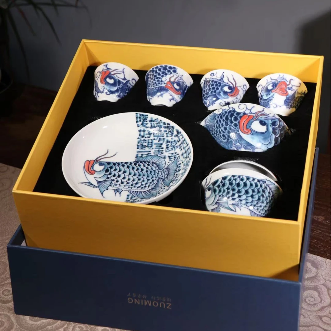 ZUOMING昨明全新国潮茶具套装 茶杯 公道杯 壶承 盖碗 送礼自用