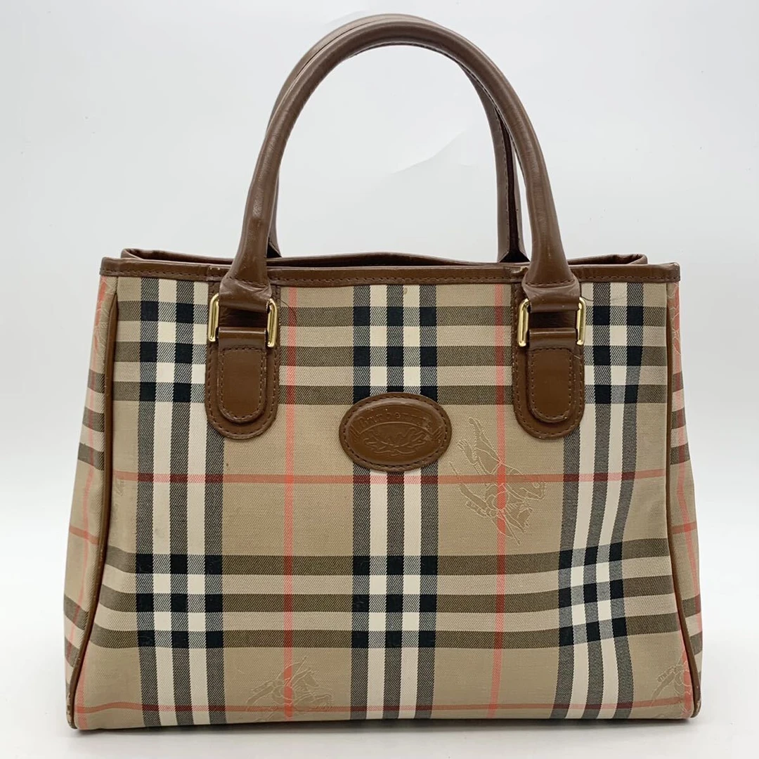99新 BURBERRY/博柏利 经典战马格纹手提包