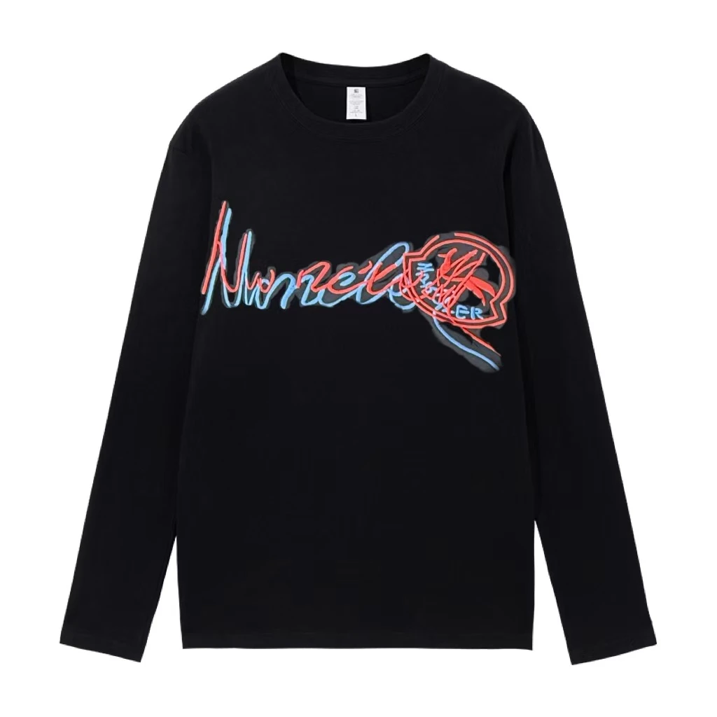 新款双色字母刺绣雪山长袖上衣运动时尚休闲宽松经典秋冬潮流圆领