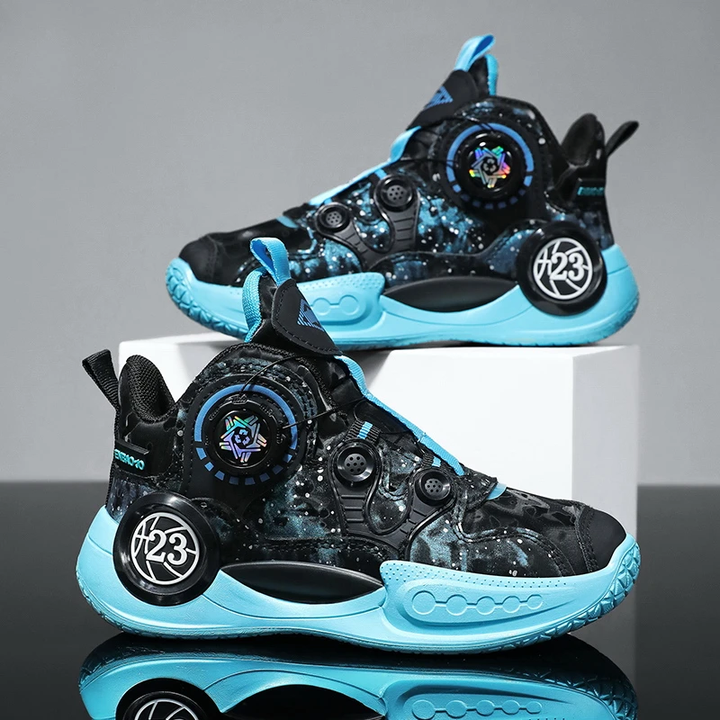 鸿星童尓兢男童鞋冬季儿童男孩皮面轻便防滑耐磨旋转纽扣运动鞋潮