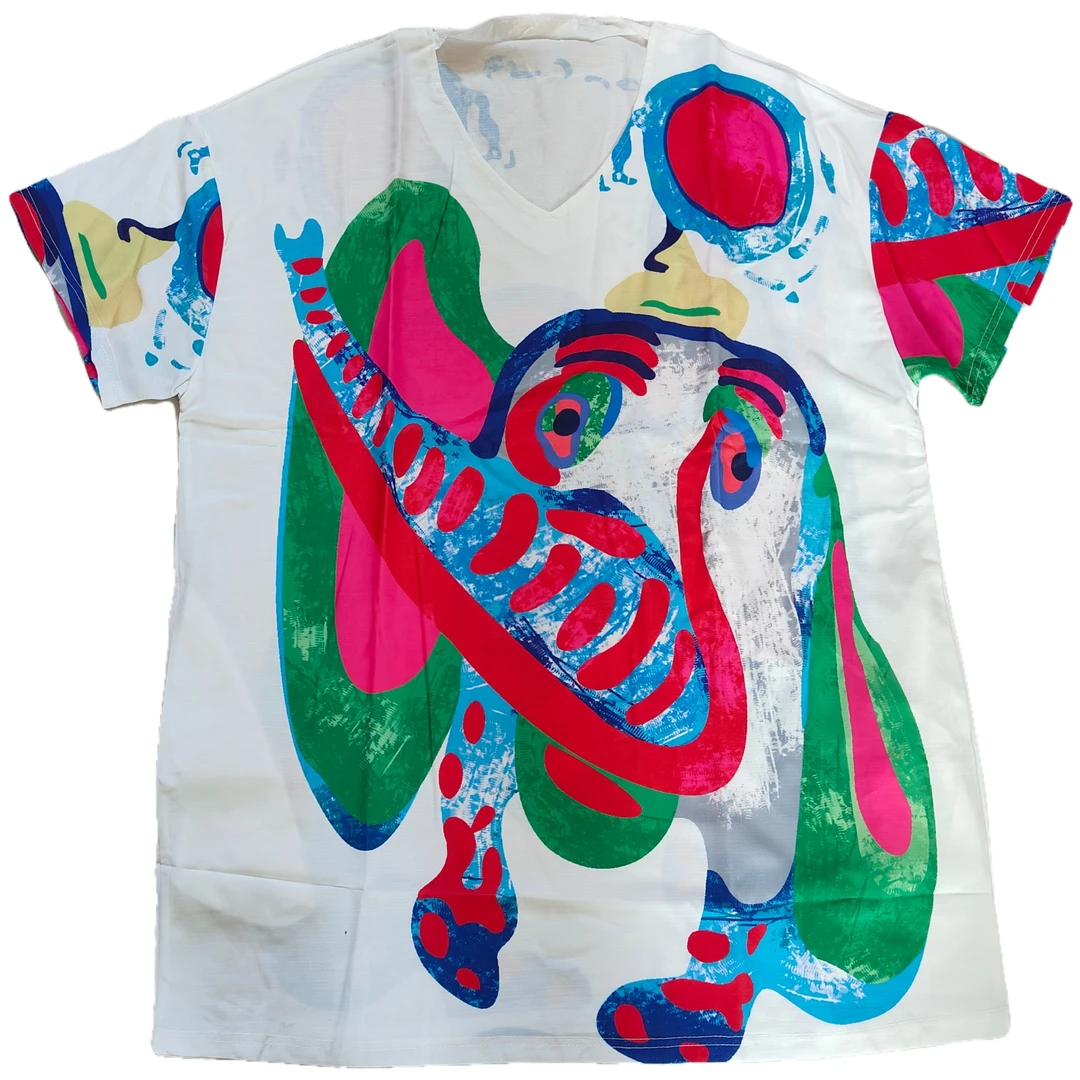 时尚洋气连衣裙女2025夏季新款谁穿谁好看休闲宽松减龄涂鸦设计感