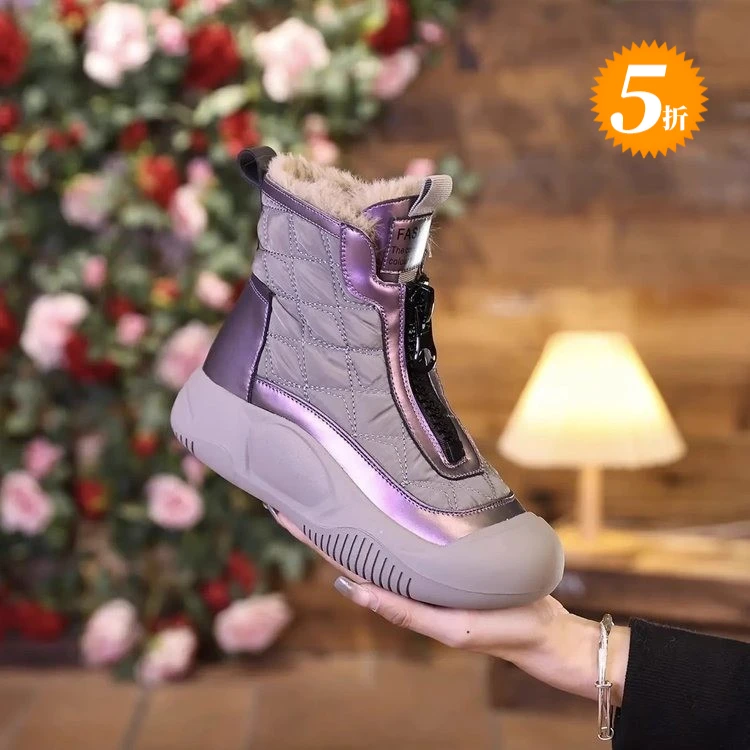 【牛老板】增高4cm 2023秋冬新款复古百搭雪地靴加绒软底保暖棉鞋女