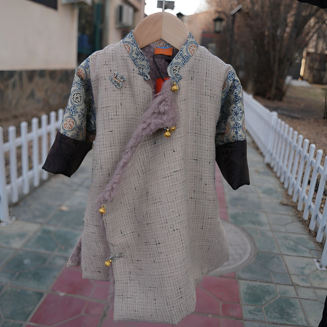 妈妈宝贝民族童装、冬季同款宝宝外套新款加毛长款藏装童装加厚