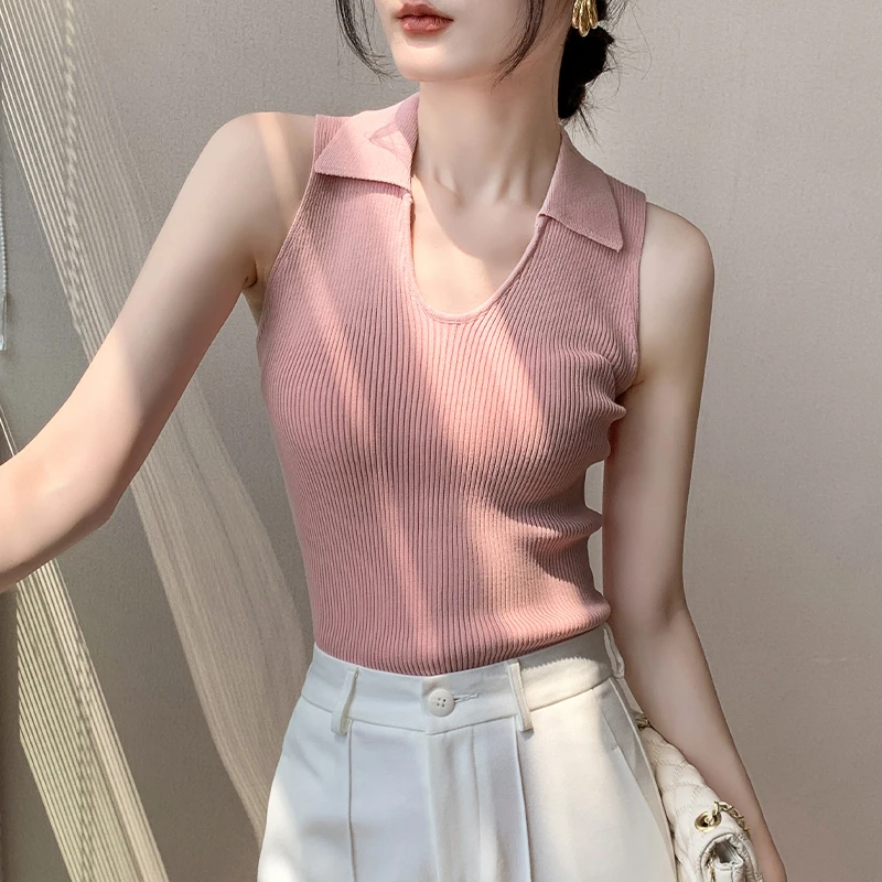 欧货针织无袖背心女2024夏季新款修身显瘦设计感小众衬衫内搭上衣