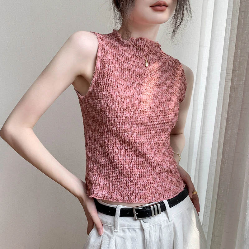 泡泡棉百搭背心女2024夏季新款辣妹纯欲修身显瘦别致内搭打底衫潮