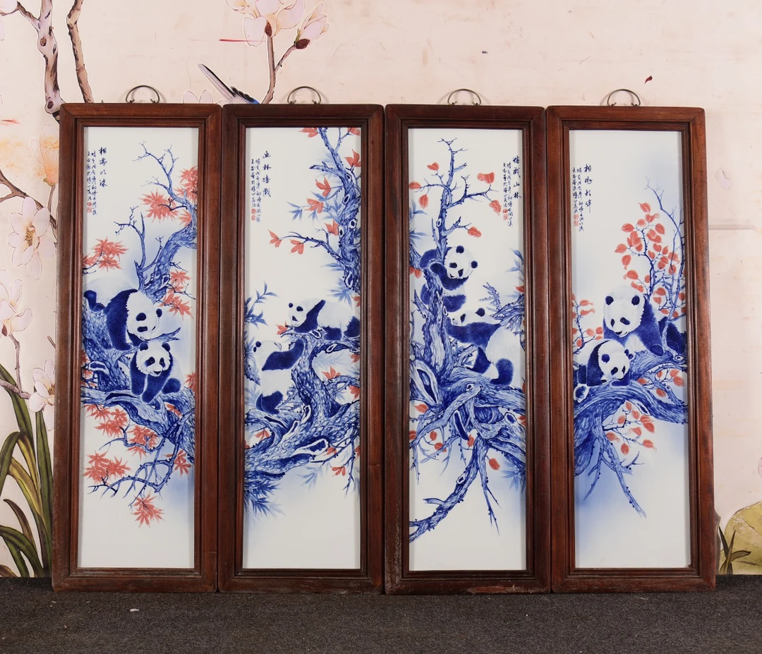 景德镇手工手绘瓷板画柴窑烧制青花釉下彩釉里红王步作品相依相伴