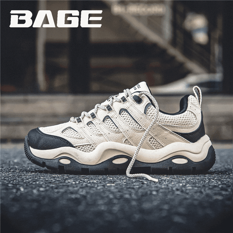 八哥男鞋夏季户外透气网面运动休闲老爹男士厚底工装跑步登山潮鞋