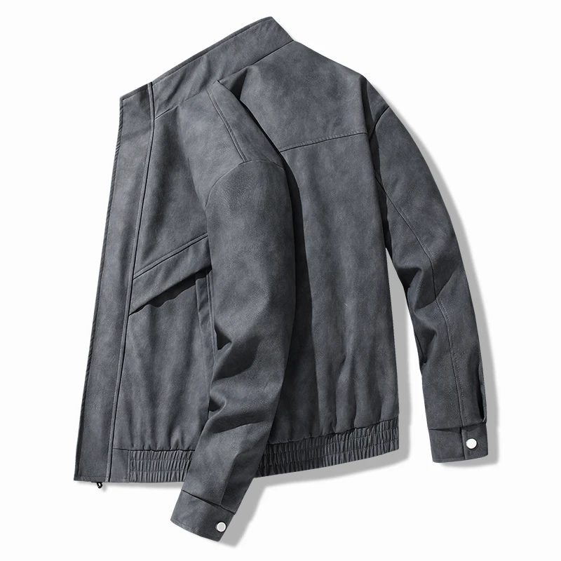 新款皮衣男士春秋季时尚潮牌翻领青少年皮夹克痞帅个性机车外套男