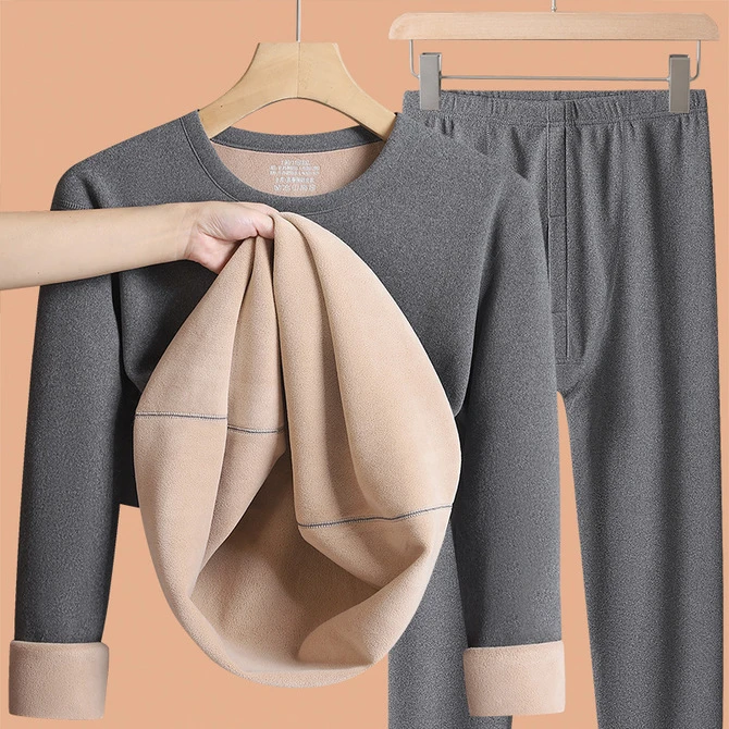 冬季新款保暖内衣男士女士加绒加厚防寒自发热无痕秋衣秋裤套装