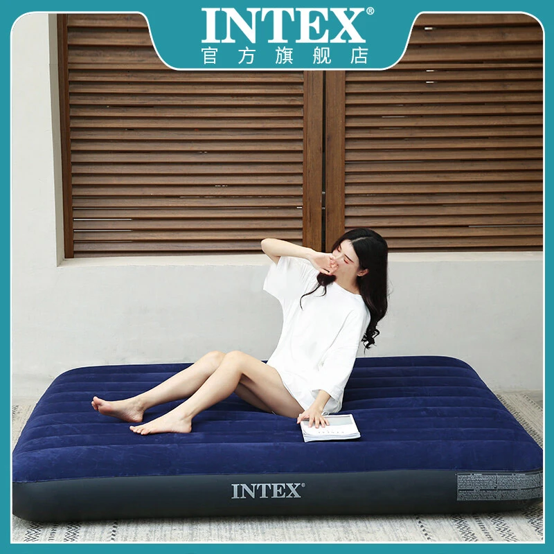 INTEX【专享】深蓝色午休单双人露营办公室充气床户外可折叠床垫