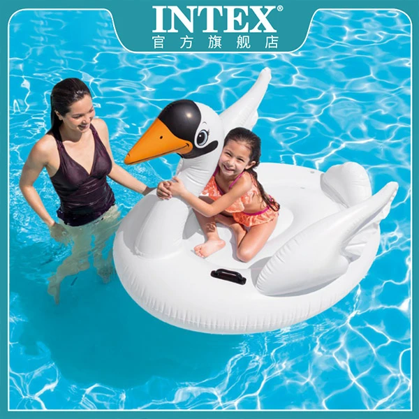 INTEX天鹅充气水上浮排坐骑游泳泳具海上适用PVC漂流浮排床