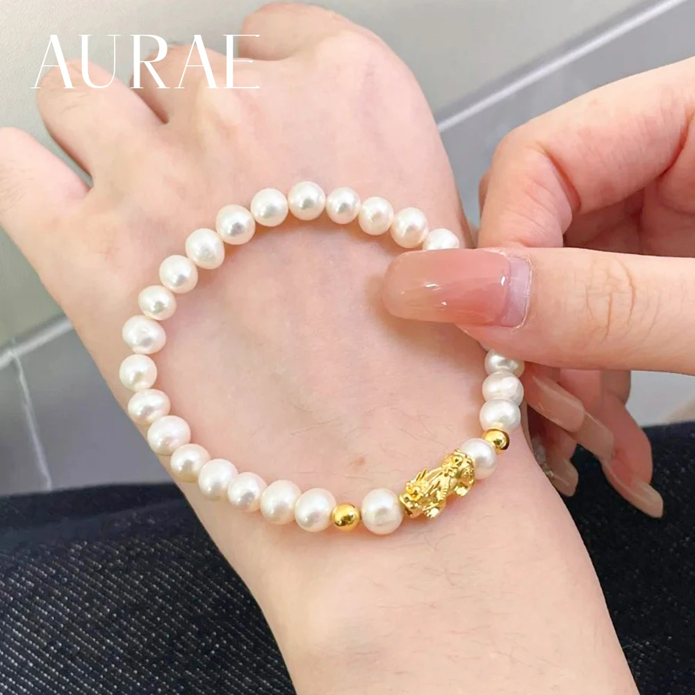 铜合金仿珍珠手链 不掉色强光近正圆女生时尚 貔貅手链-118