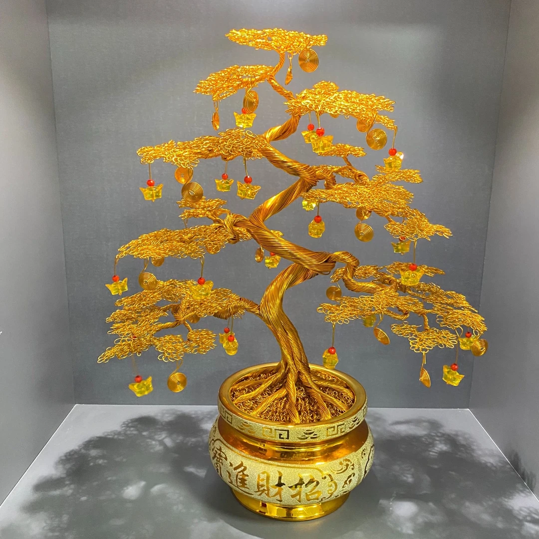 魏丝艺手工编织大号发财树办公室开业送礼乔迁之喜摆件50厘米高