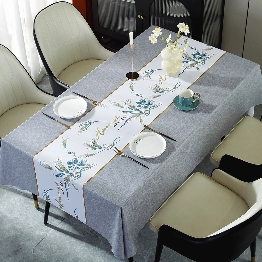 穗穗平安灰色桌布防水防油防烫免洗餐桌布pvc茶几台布ins长方形