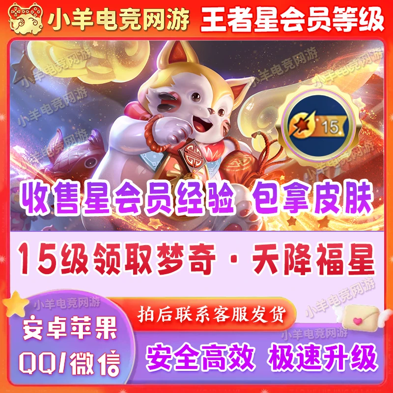 王者送荣耀星会员经验梦奇天降福星皮肤包拿皮肤15级