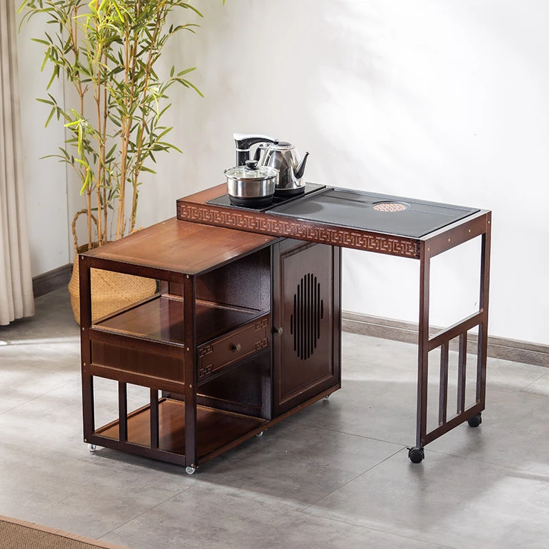 旋转茶桌阳台家用移动茶台喝茶桌椅组合一体小型茶几具烧水壶套装