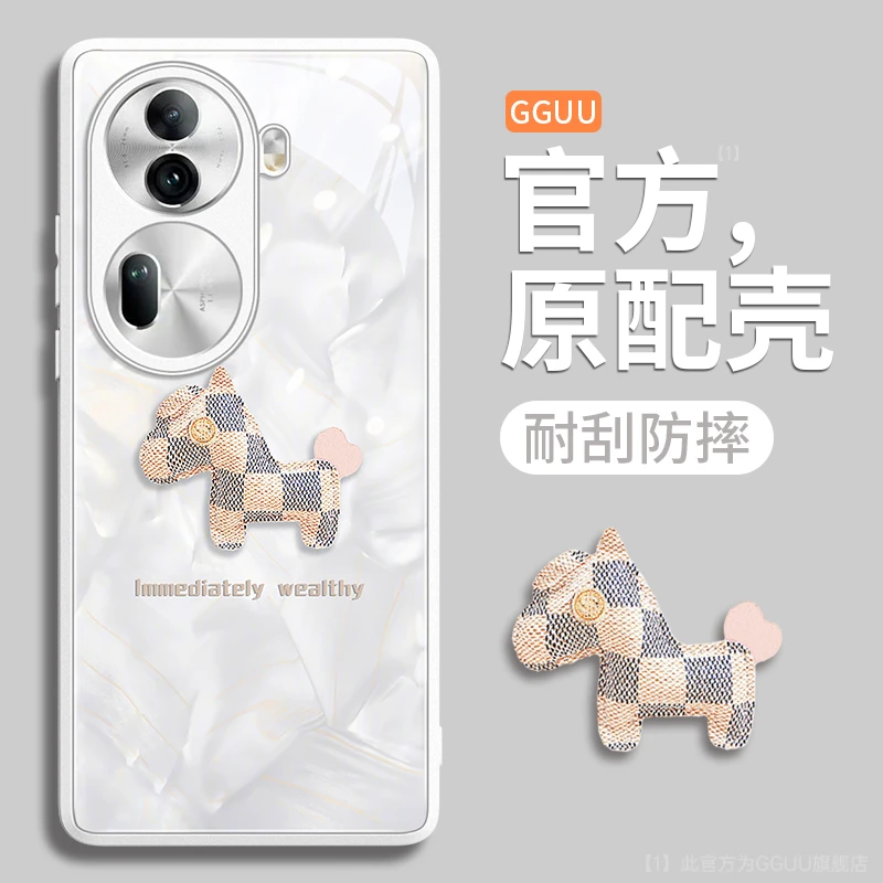 洛可可小马适用opporeno11手机壳reno11pro新款+玻璃pro高级感9全