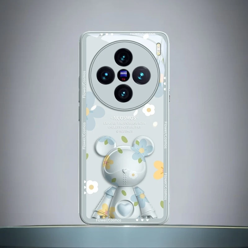 保护套花朵星际熊新款超薄可爱卡通情侣高级感适用vivoX100手机壳