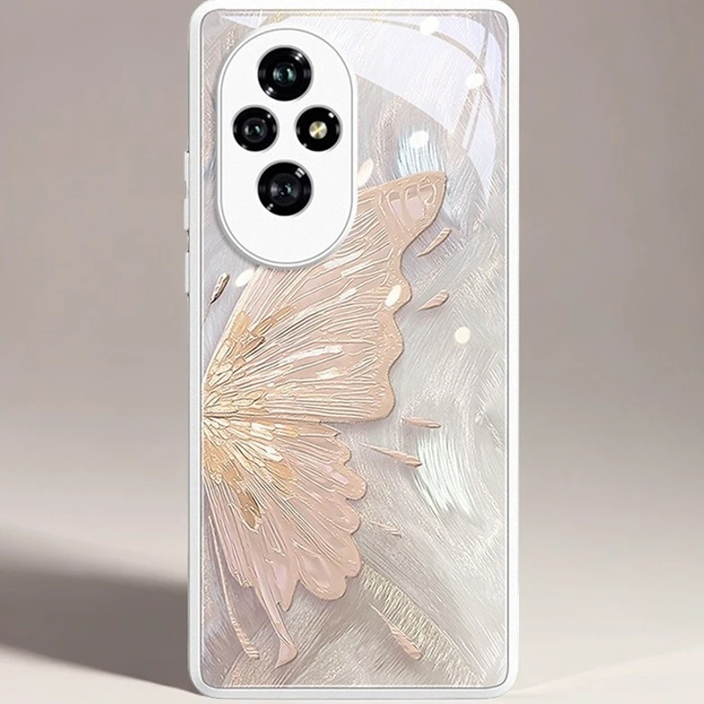 适用荣耀200pro鎏金蝴蝶90新款100高级感80全包女手机壳200保护套