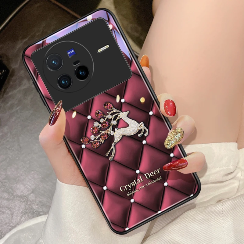 水钻鹿适用vivox80手机壳x90新款x90pro玻璃x80pro手机套vivo高级