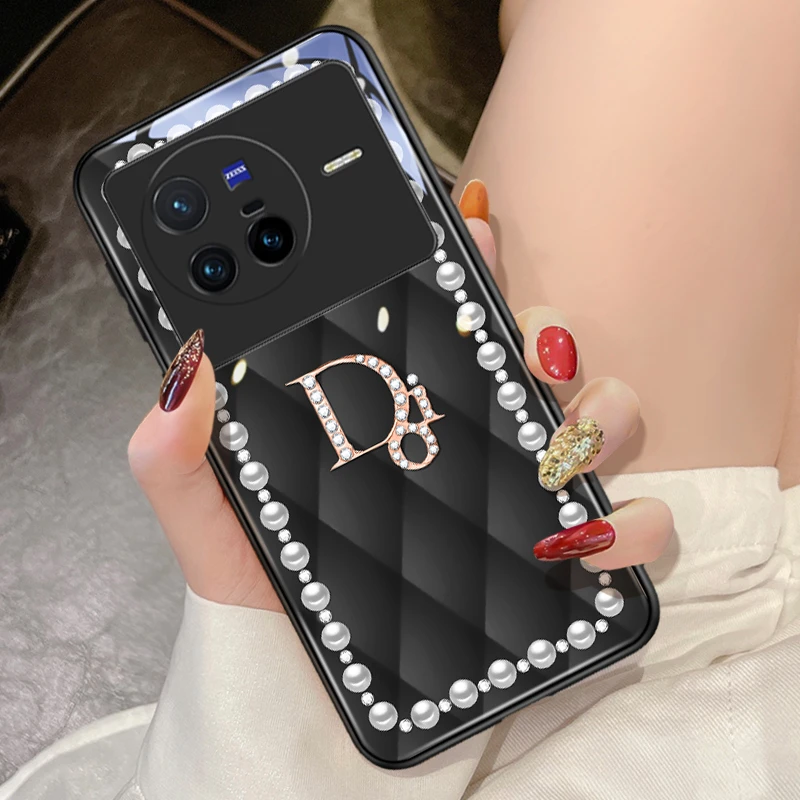 皮纹珍珠适用vivox80手机壳新款玻璃x80pro高级感x70pro+全包x60
