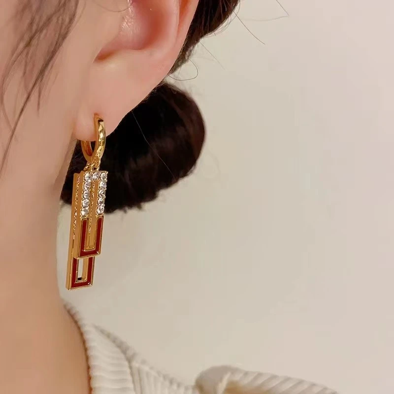 铜合金耳饰 法式设计师精致优雅温柔两戴素款设计感  LY0139